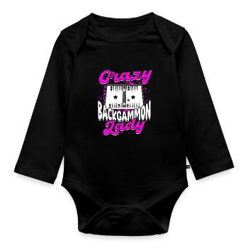 Dame de backgammon folle - Body Bébé bio manches longues - noir - Devant