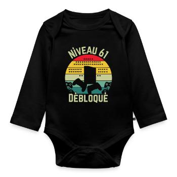 Level 61 Unlocked - Organic Longsleeve Baby Bodysuit - black - Front