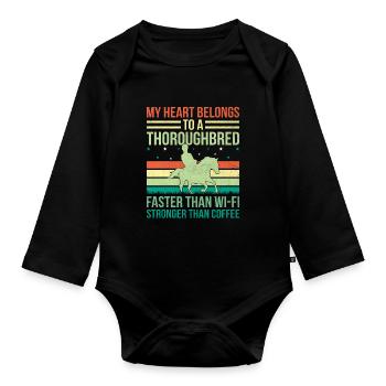 Thoroughbred Horse Racing Riding Equestian Horses - Organic Longsleeve Baby Bodysuit - black - Front
