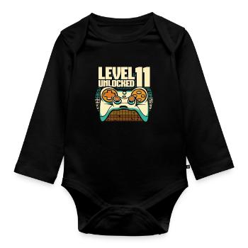 Gamer Gaming Level 11 Unlocked - Organic Longsleeve Baby Bodysuit - black - Front