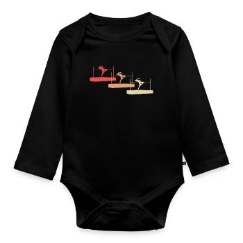 Bunte Hochsprung-Vielfalt Athleten-Design - Baby Bio-Langarm-Body - Schwarz - Vorne