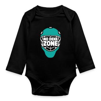Eishockey Torwart Torwart - Baby Bio-Langarm-Body - Schwarz - Vorne