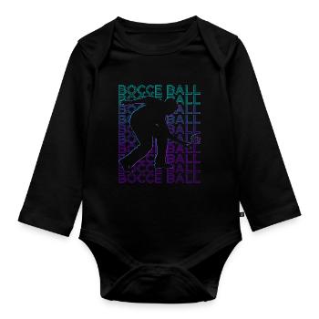 Boccia-Spieler Retro - Baby Bio-Langarm-Body - Schwarz - Vorne