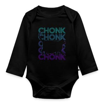Chonk Cat Meme Retro - Organic Longsleeve Baby Bodysuit - black - Front