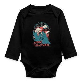 Aikido Flow Like Water Strike Like Lightning - Organic Longsleeve Baby Bodysuit - black - Front