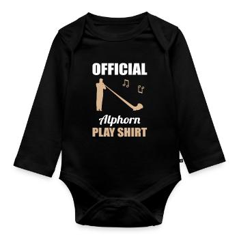 Geschenk - Offizielles Alphorn Spielshirt - Baby Bio-Langarm-Body - Schwarz - Vorne