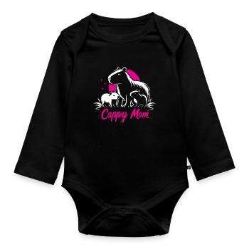 Capybara Wasserschwein Cappy Maman - Body Bébé bio manches longues - noir - Devant