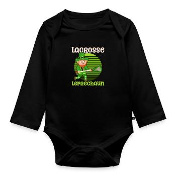 Lacrosse St. Patricks Day Lacrosse Leprechaun - Baby Bio-Langarm-Body - Schwarz - Vorne