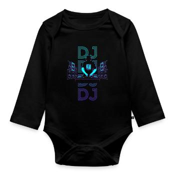 Disc Jockey Plattenspieler Retro - Baby Bio-Langarm-Body - Schwarz - Vorne