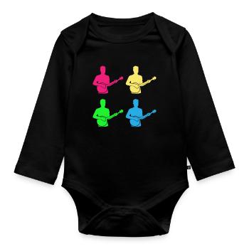 Banjo coloré - cadeau pour les fans de musique - Body Bébé bio manches longues - noir - Devant