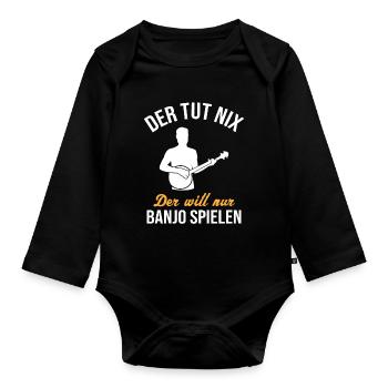 Banjo Fun - cadeau pour musicien - Body Bébé bio manches longues - noir - Devant