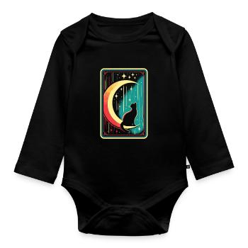 Mond Tarot Katze Moon Cat - Organic Longsleeve Baby Bodysuit - black - Front