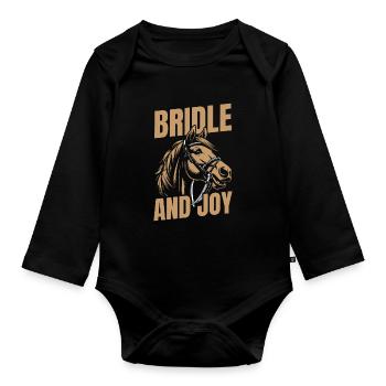 Pferd Reitsport - Baby Bio-Langarm-Body - Schwarz - Vorne