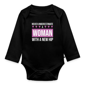 Hip Replacement Surgery Arthroplasty - Organic Longsleeve Baby Bodysuit - black - Front
