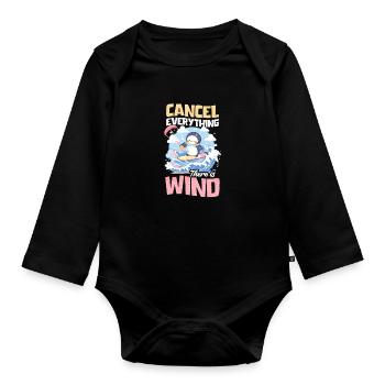 Kite Surf Annuler Tout Il y a du Vent - Body Bébé bio manches longues - noir - Devant