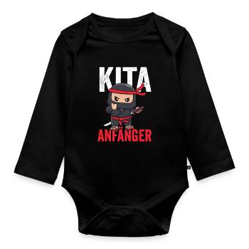 Kindergarten Ninja Kita Anfänger Geschenk - Baby Bio-Langarm-Body - Schwarz - Vorne