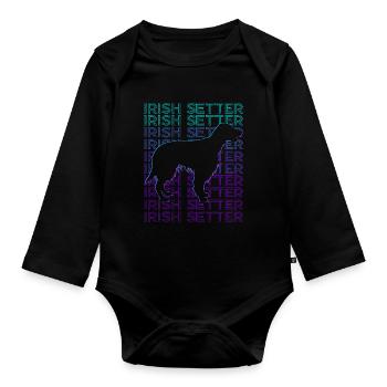 Irish Setter Hund Retro - Baby Bio-Langarm-Body - Schwarz - Vorne