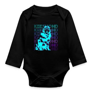 Keeshond Chien Rétro - Body Bébé bio manches longues - noir - Devant