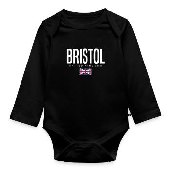 Bristol, United Kingdom - Organic Longsleeve Baby Bodysuit - black - Front