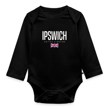 Ipswich, United Kingdom - Organic Longsleeve Baby Bodysuit - black - Front