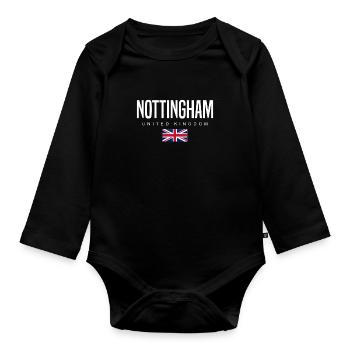 Nottingham England Großbritannien - Baby Bio-Langarm-Body - Schwarz - Vorne