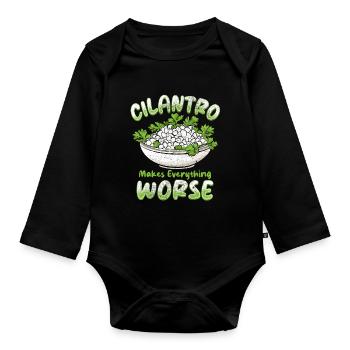 Korianderhasser Cilantro Makes Everything Worse - Baby Bio-Langarm-Body - Schwarz - Vorne