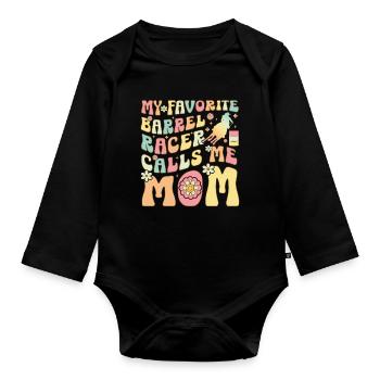 Lieblings-Fassrennfahrer nennt mich Mama Groovy Ba - Baby Bio-Langarm-Body - Schwarz - Vorne