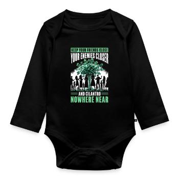 Anti Koriander Korianderhasser - Baby Bio-Langarm-Body - Schwarz - Vorne