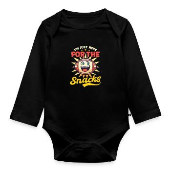 Fußballliebhaber hier für die Snacks - Baby Bio-Langarm-Body - Schwarz - Vorne