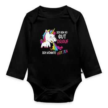 Je suis de si bonne humeur que je pourrais vomir - Body Bébé bio manches longues - noir - Devant