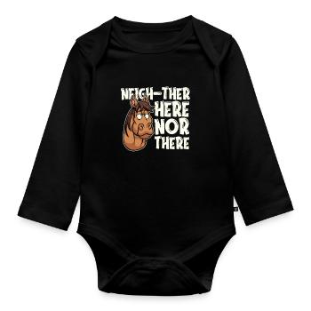Pferd Reitsport - Baby Bio-Langarm-Body - Schwarz - Vorne