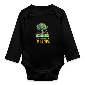 Un survivant d’un AVC ne se contente pas de survivre en s’épanouissant - Body Bébé bio manches longues - noir - Devant