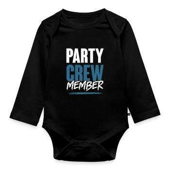 Party Crew - Organic Longsleeve Baby Bodysuit - black - Front
