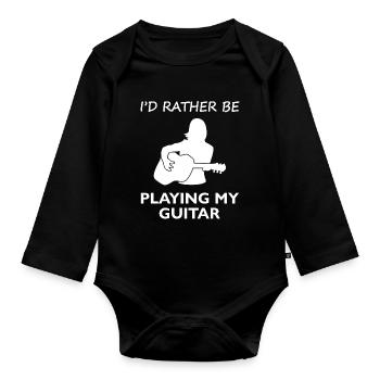 Plutôt jouer de la guitare - Gift Choice - Body Bébé bio manches longues - noir - Devant
