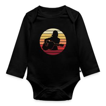 Guitarist Sunset Gift Harmony - Organic Longsleeve Baby Bodysuit - black - Front