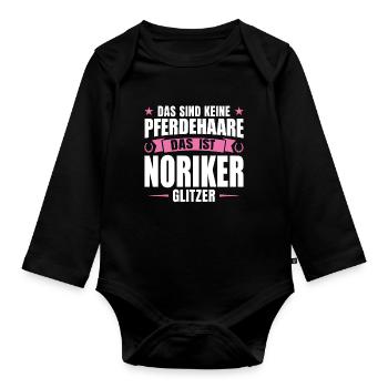 Noriker Pferd Reiter Geschenk - Baby Bio-Langarm-Body - Schwarz - Vorne