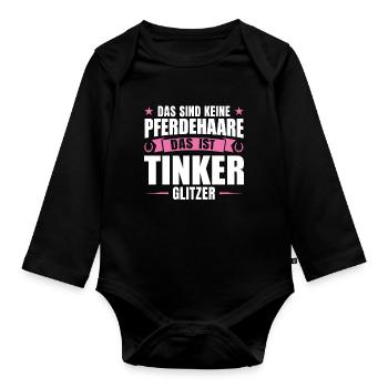 Tinker Pferd Reiter Geschenk - Baby Bio-Langarm-Body - Schwarz - Vorne