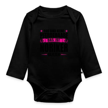 Noriker Pferd Pferde Geschenk - Baby Bio-Langarm-Body - Schwarz - Vorne