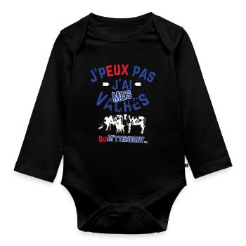 Ich kann nicht, dass meine Kühe auf mich warten - Baby Bio-Langarm-Body - Schwarz - Vorne