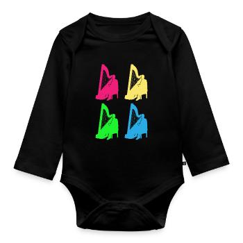 Coloré harpe sons variété cadeau - Body Bébé bio manches longues - noir - Devant