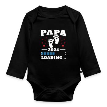 Papa 2024 Lustiges Vatertagsgeschenk Schwangere - Baby Bio-Langarm-Body - Schwarz - Vorne
