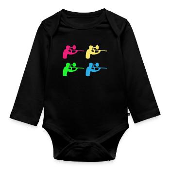 Colorful Trombonist Rhythm Art Gift - Organic Longsleeve Baby Bodysuit - black - Front