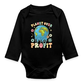 La planète avant le profit Changement climatique Jour de la Terre - Body Bébé bio manches longues - noir - Devant