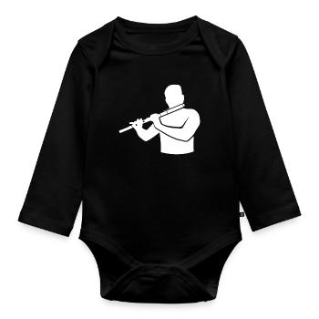 Flute Magic in Sheet Music Gift - Organic Longsleeve Baby Bodysuit - black - Front