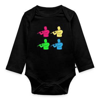 Querflöten Ensemble Bunte Harmonie - Baby Bio-Langarm-Body - Schwarz - Vorne