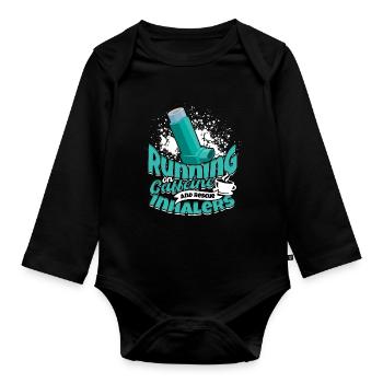 Asthma Running On Caffeine And Rescue Inhalers - Baby Bio-Langarm-Body - Schwarz - Vorne