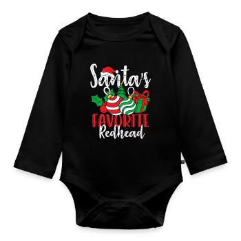 La rousse préférée du Père Noël - Body Bébé bio manches longues - noir - Devant