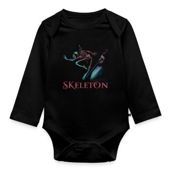 Squelette - Body Bébé bio manches longues - noir - Devant