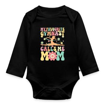 Ma gymnaste préférée m’appelle Mama Groovy Gymnas - Body Bébé bio manches longues - noir - Devant