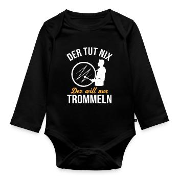 Harmless Drummer Drums Humor - Organic Longsleeve Baby Bodysuit - black - Front
